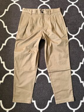 Mango Man Pleated Chinos in Khaki Beige
